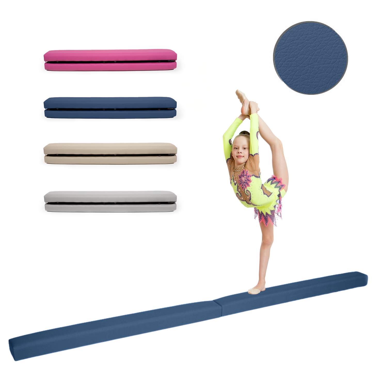MAMOI® Poutre de gymnastique pliable en similicuir 200 cm, poutre antidérapante pour enfants et adultes, surface douce, pour usage à domicile, design pliable, capacité 180 kg-5