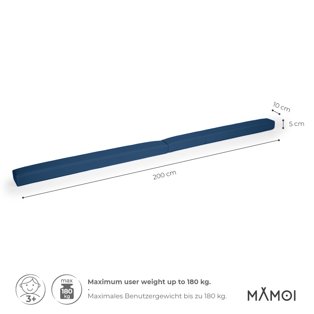 MAMOI® Poutre de gymnastique pliable en similicuir 200 cm, poutre antidérapante pour enfants et adultes, surface douce, pour usage à domicile, design pliable, capacité 180 kg-3