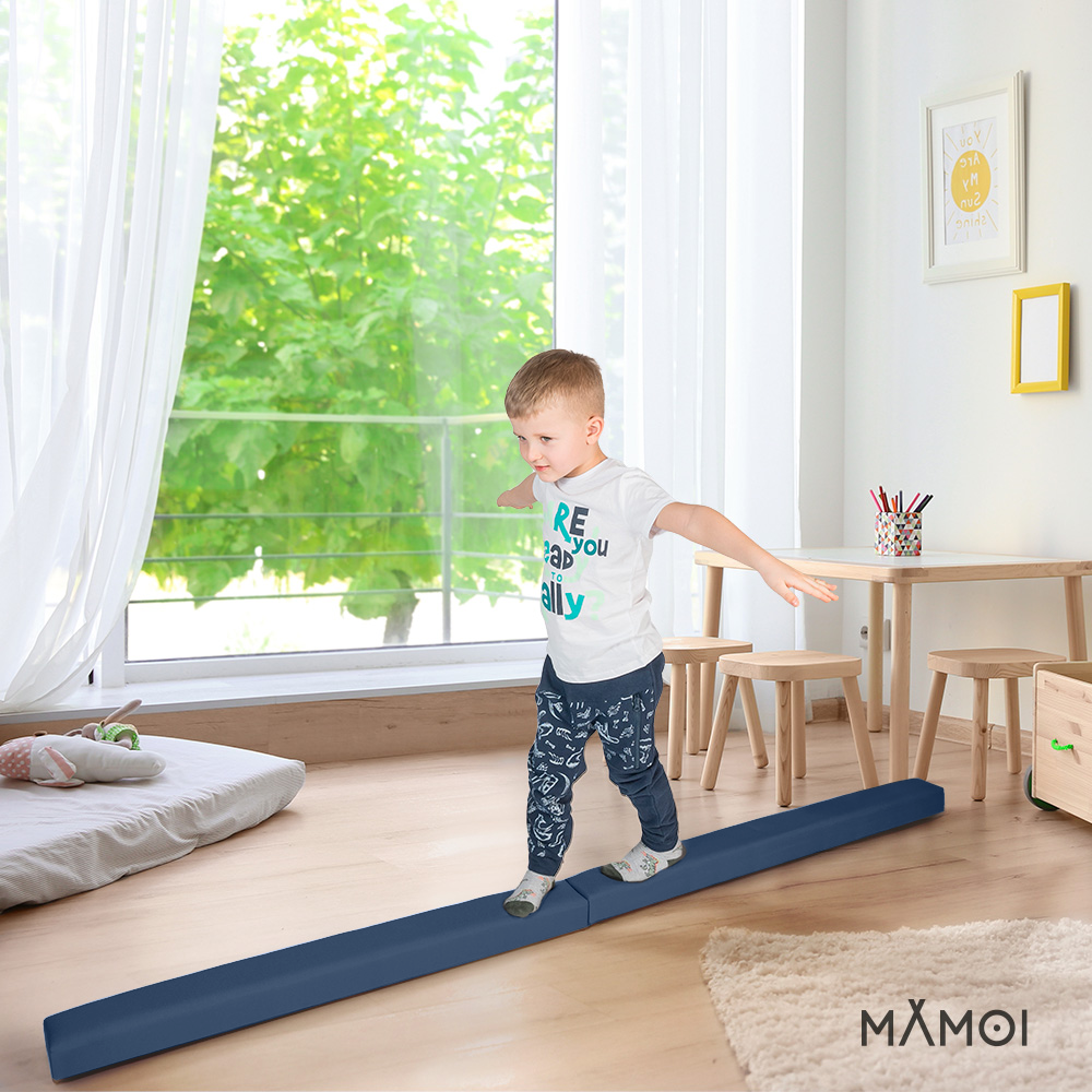 MAMOI® Poutre de gymnastique pliable en similicuir 200 cm, poutre antidérapante pour enfants et adultes, surface douce, pour usage à domicile, design pliable, capacité 180 kg-4