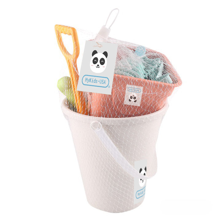 Children Wheat Straw Medium Beach Bucket Dinosaur Model Toy-4