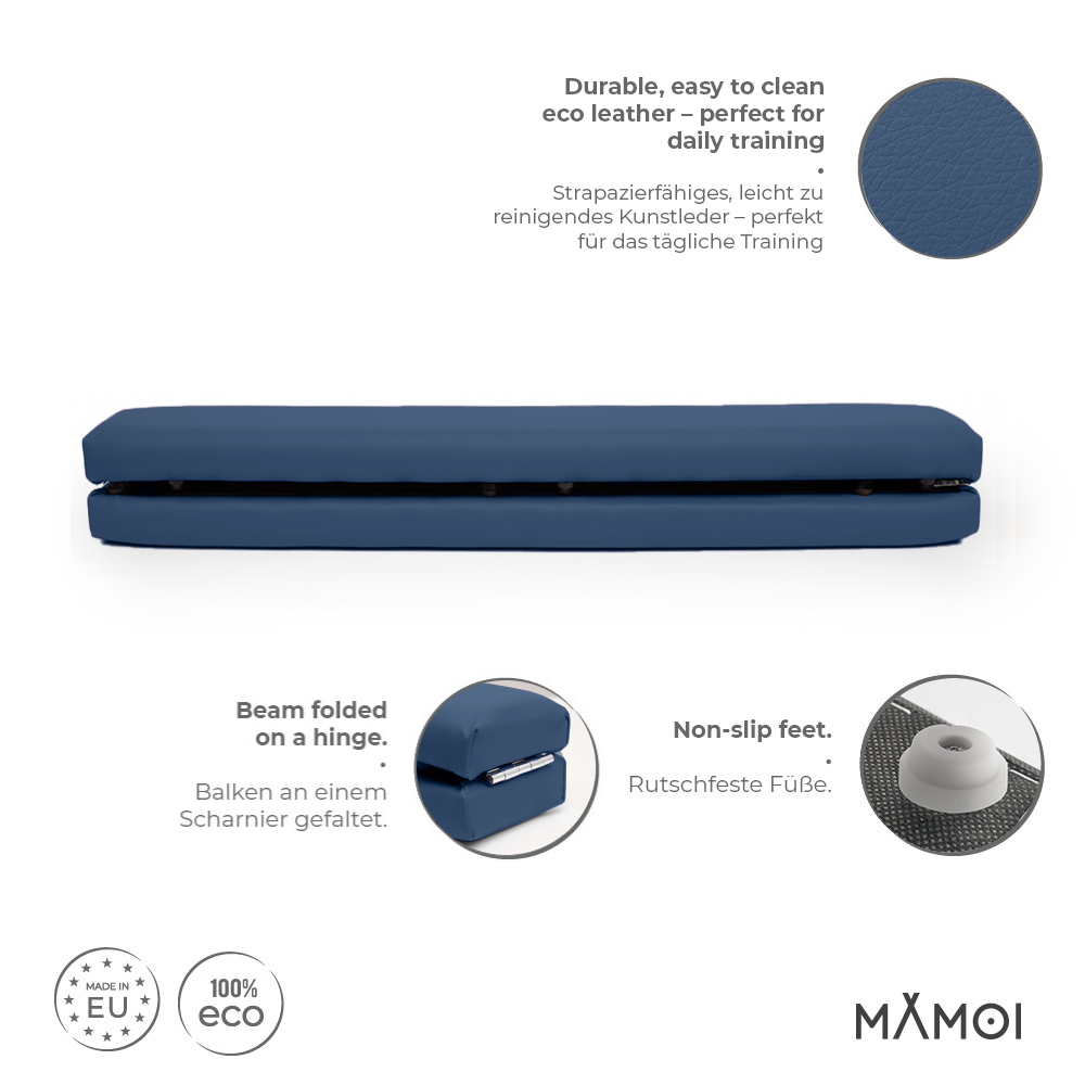 MAMOI® Poutre de gymnastique pliable en similicuir 200 cm, poutre antidérapante pour enfants et adultes, surface douce, pour usage à domicile, design pliable, capacité 180 kg-2
