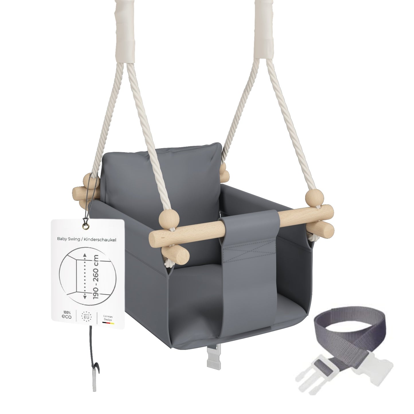 MAMOI® Babyschaukel, Baby schaukel Indoor Outdoor, Kinderschaukel aus Holz, Holzschaukel für Kinder, Schaukeln für türrahmen, Swing, Kleinkinderschaukel ab 1 jahr für Kinderzimmer-0