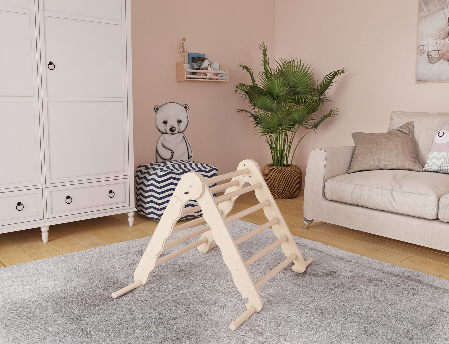 MAMOI® Triangle descalade interieur pour enfant, Mur escalade intérieur en bois pour bebe à partir de 1/2/3 an, Motricité libre montessori-1