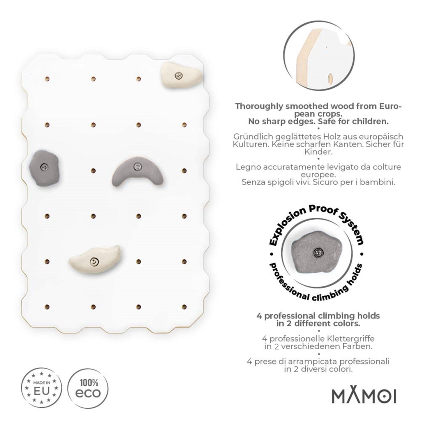 MAMOI® Kletterwand für kinderzimmer, Klettergerüst und spielgeräte indoor, Klettern mit Klettergriffe für kinder, Klettersteine, Kletterturm mit Griffe, Klettergriffe, Montagesatz-2