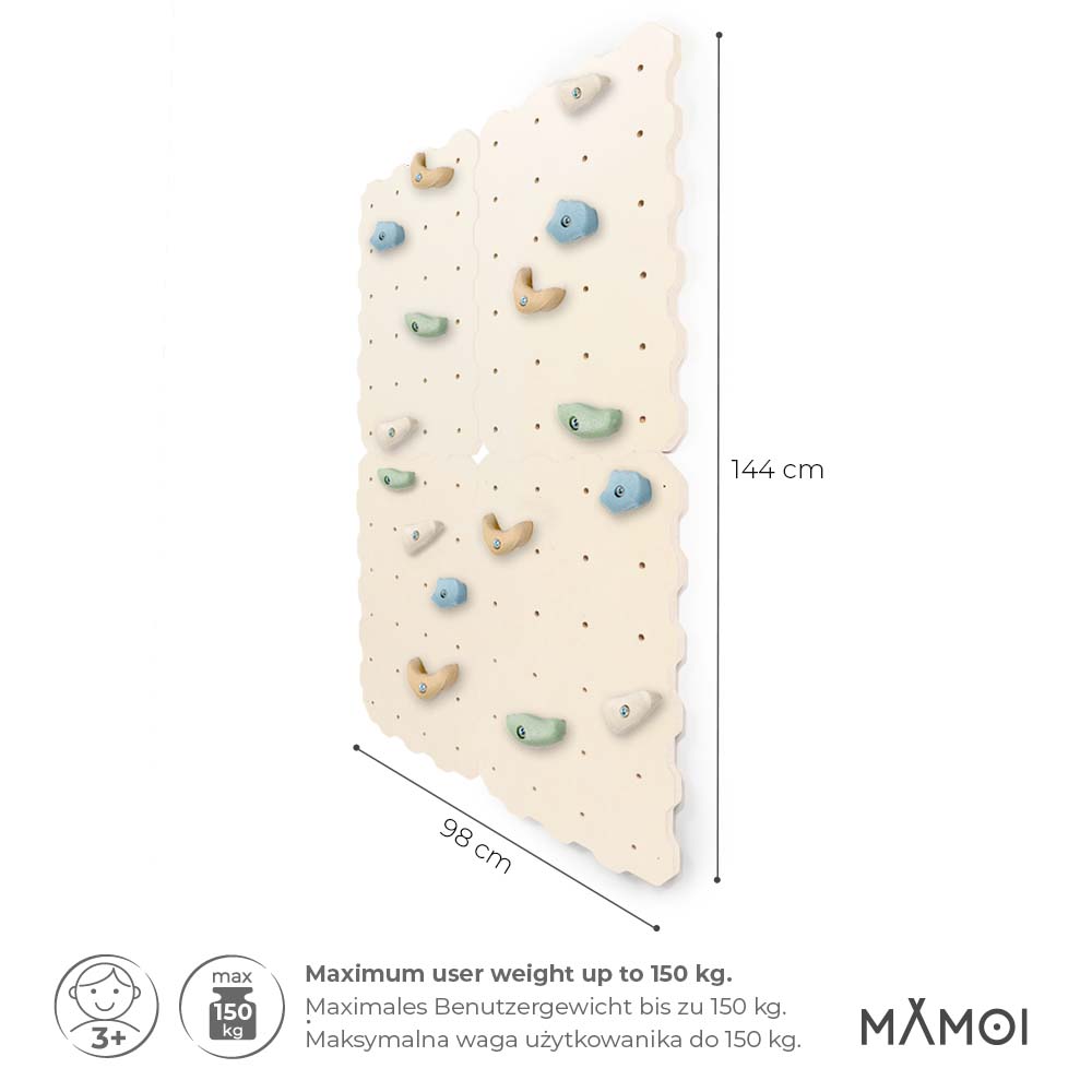 MAMOI® Kletterwand für kinderzimmer, Klettergerüst und spielgeräte indoor, Klettern mit Klettergriffe für kinder, Klettersteine, Kletterturm mit Griffe, Turngeräte, Montessori-2