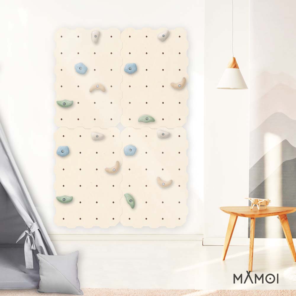 MAMOI® Kletterwand für kinderzimmer, Klettergerüst und spielgeräte indoor, Klettern mit Klettergriffe für kinder, Klettersteine, Kletterturm mit Griffe, Turngeräte, Montessori-4