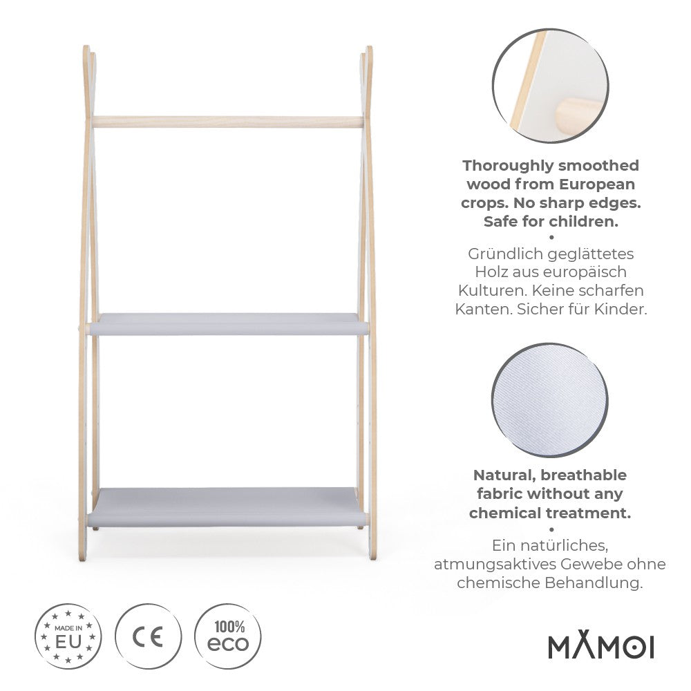 MAMOI® Kleiderstange Baby Kinderzimmer | Kinderkleiderstange 53x95x32cm | Kinder Kleiderständer Baby | Garderobenständer | Baby Garderobe | Kindergarderobe | 100% ECO | Made in EU-1