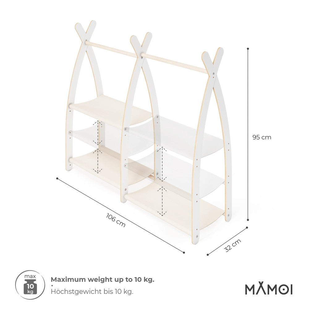 MAMOI® Kleiderstange Baby Kinderzimmer | Kinderkleiderstange 95x106x32cm | Kinder Kleiderständer Baby | Garderobenständer | Baby Garderobe | Kindergarderobe | 100% ECO | Made in EU-2