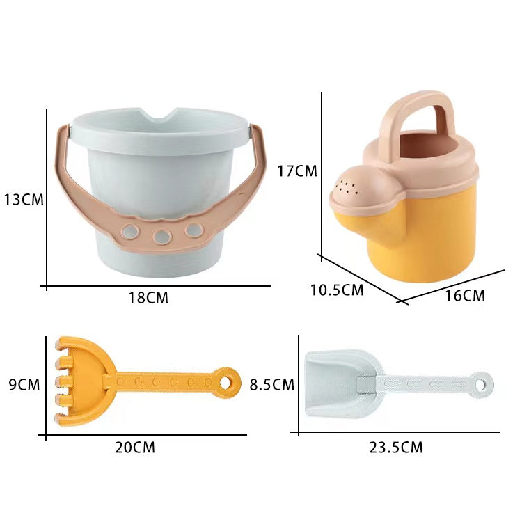 Children's Beach Toy Wheat Straw Beach Bucket Set With Sand Sand Dredging Tools Outdoor Toy-3
